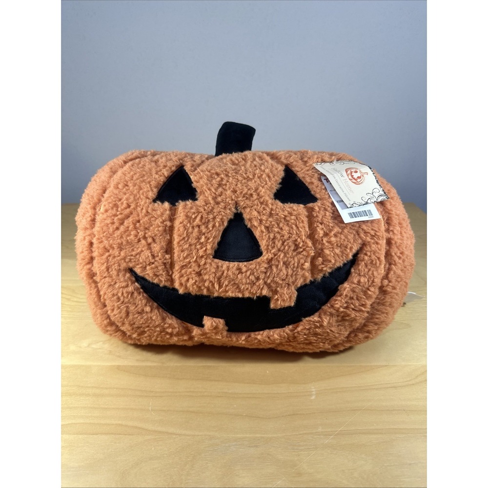 Hallow Home Large Jack‎ O Lantern Pumpkin Plush Throw Pillow Halloween NWT